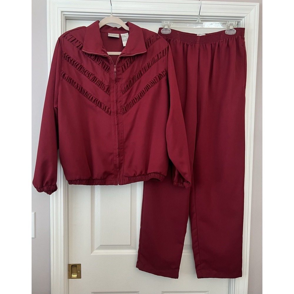 Vintage 90s Y2K NAPA‎ VALLEY Sport Red Wine Track Suit Large Preppy Resort